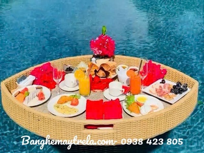 Khay nổi hồ bơi mây nhựa 6