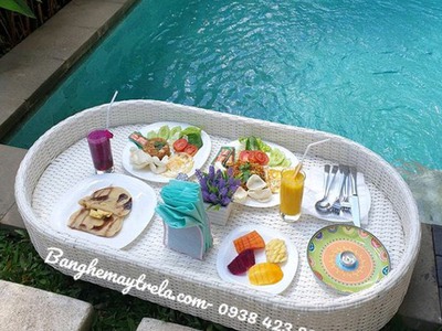 Khay nổi hồ bơi mây nhựa 7