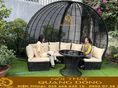 Sofa mây nhựa mái vòm QD - 755 không gian thư giãn phong cách resort cho sân vườn và hồ bơi 5