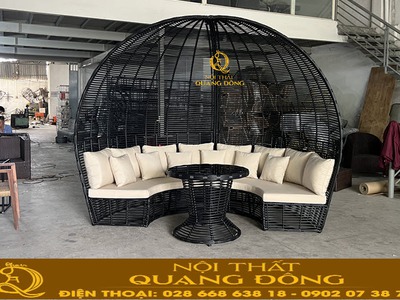 Sofa mây nhựa mái vòm QD - 755 không gian thư giãn phong cách resort cho sân vườn và hồ bơi 2