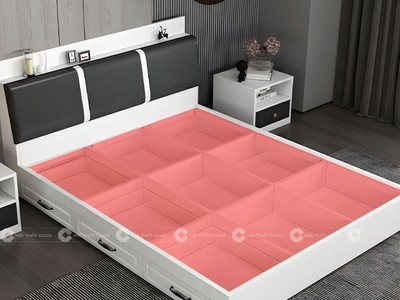 Giường Ngủ Gỗ Công Nghiệp Dạng Hộp Bọc Nệm Đầu Giường 0