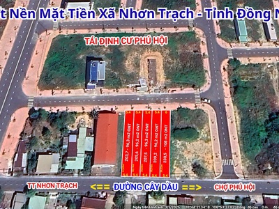 Bán đất thổ cư  2 mặt tiền đường cây dầu - tiếp giáp tái định cư phú hội nhơn trạch đồng nai. 0