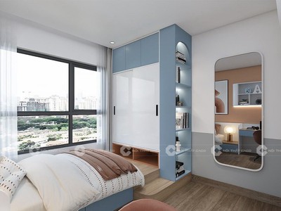 Combo Giường Tủ Gỗ Công Nghiệp Màu Xanh Phối Trắng Đẹp Tinh Tế 1