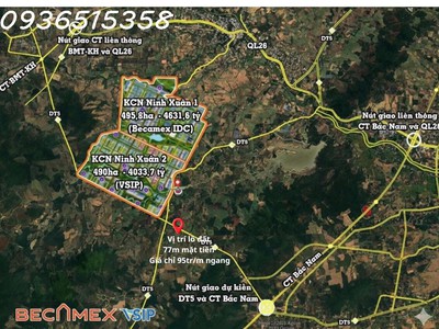 Đất nền giá tốt 77m ngang, cách ngã tư dt5-dt8 100m, đường dt5 quy hoạch 42m   đón sóng kcn becamex 0