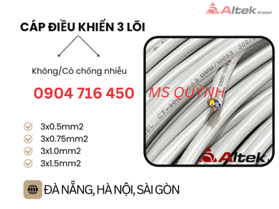 Cáp điều khiển, tín hiệu, thang máy 3x0.5, 3x0.75, 3x1.0 Altek Kabel 0