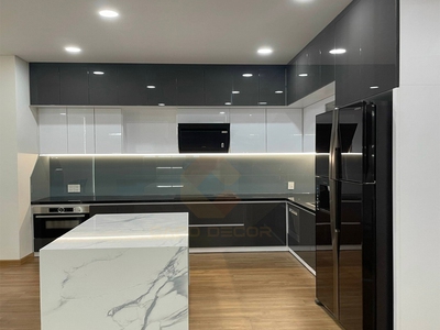 Tủ Bếp Acrylic Bóng Gương Màu Xám Cao Cấp Thiết Kế Hiện Đại 0