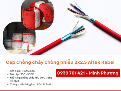 Cáp chống cháy chống nhiễu 2x2.5mm2 chính hãng Quảng Ngãi, Bình Định, Phú Yên 0