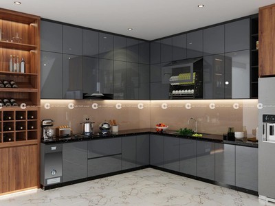 Tủ Bếp Gỗ Công Nghiệp MDF Phủ Melamine Chữ L 0