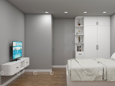 ComBo Phòng Ngủ Gỗ Công Nghiệp MDF Màu Trắng Tối Giản 1