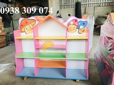 Kệ gỗ mầm non, kệ đồ chơi mầm non, tủ kệ gỗ mầm non 3