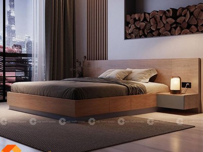 Giường Ngủ Gỗ Công Nghiệp Đẹp Có Hộc Kéo Hiện Đại 3