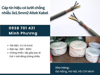 Cáp tín hiệu có lưới chống nhiễu 3x1.5mm2 chính hãng Altek Kabel hỗ trợ giao toàn quốc 0