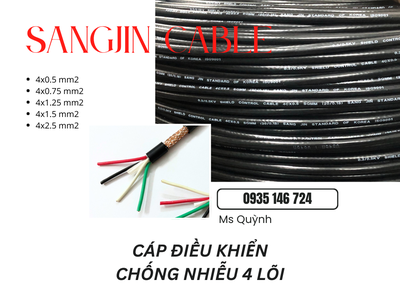 Cáp Sangjin 4x0.5, 4x0.75, 4x1.25 lõi đồng Sài Gòn 1