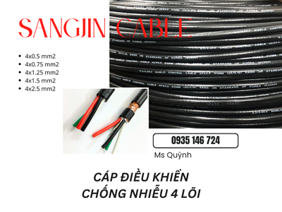 Cáp Sangjin 4x0.5, 4x0.75, 4x1.25 lõi đồng Sài Gòn 2