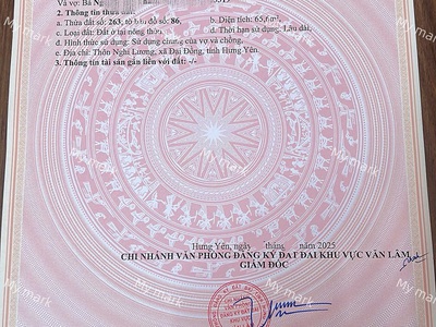 Siêu phẩm f0 nghi lương, xã lương tài, văn lâm, đã xây phân lô đẹp mượt ô tô tải thông tứ ngả giá 3