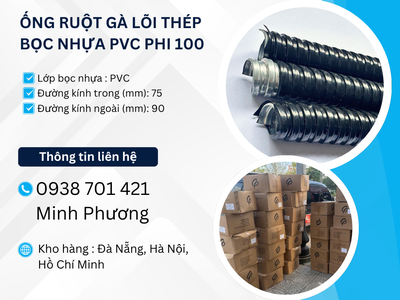 Ống ruột gà lõi thép bọc nhựa Pvc phi 100 sẵn kho Đà Nẵng, Hà Nội, Hồ Chí Minh 0
