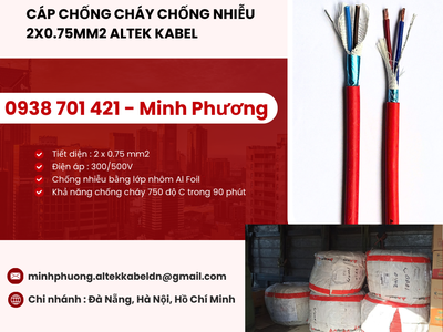 Dây cáp điện chống cháy chống nhiễu 2 lõi 0.75mm2 Đà Nẵng, Hà Nội, Hồ Chí Minh 0