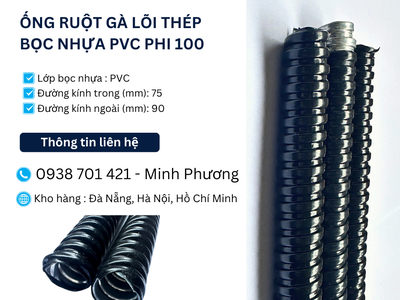 Ống ruột gà lõi thép bọc nhựa Pvc phi 100 sẵn kho Đà Nẵng, Hà Nội, Hồ Chí Minh 1