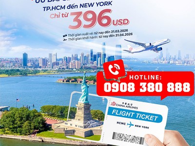 China Airlines ưu đãi TPHCM đến New York một chiều chỉ từ 396 USD 0