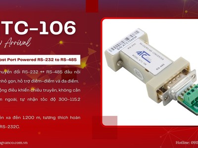  ATC-106   Bộ chuyển đổi giao tiếp điều khiển công nghiệp RS-232 ⇄ RS-485 0