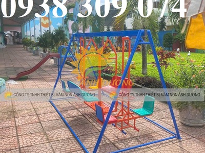 Xích đu thuyền rồng mầm non, xích đu 3 dạng 8 chỗ ngồi 3
