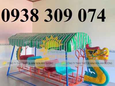 Xích đu thuyền rồng mầm non, xích đu 3 dạng 8 chỗ ngồi 4