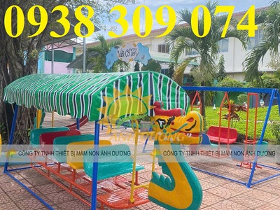 Xích đu thuyền rồng mầm non, xích đu 3 dạng 8 chỗ ngồi 5