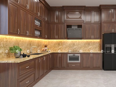 Tủ Bếp Gỗ Sồi Tự Nhiên Thiết Kế Chữ L Sang Trọng, Hiện Đại 2