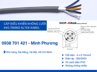 Dây cáp điện không lưới 4x0.75mm2 Altek Kabel Đắk Lắk, Đắk Nông, Lâm Đồng 1