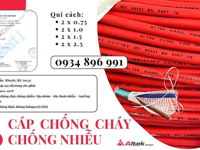 Dây Điện Chống Cháy Chống Nhiễu 2 X1.0 Đạt Chuẩn Bs6387, Iec 60331 Sơn La, Hòa Bình, Yên Bái 2