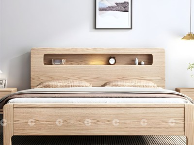 Giường Ngủ Gỗ Tự Nhiên Chân Thấp Phong Cách Mới 1