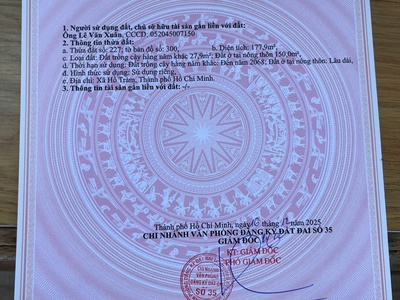 Cần bán lô đất hồ tràm cách biển 500m 2