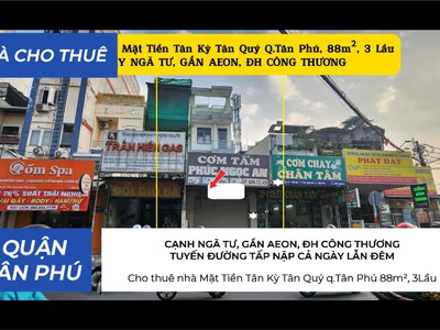 Cho thuê nhà mặt tiền tân kỳ tân quý q.tân phú 88m , 3lầu - cạnh ngã tư- 27triệu 0
