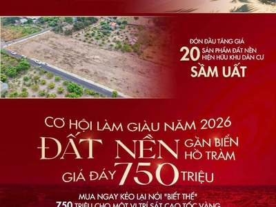 Đón sóng cao tốc - bán 20 lô đất nền hồ tràm giá f0 chỉ 750tr - cách biển 7 phút 0