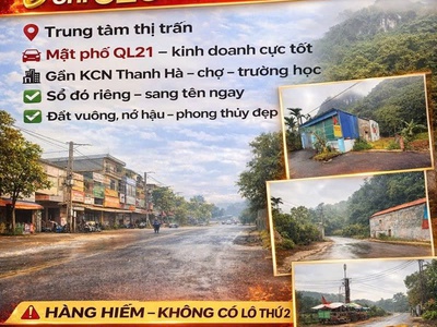 Kinh doanh đỉnh 9xx triệu sẵn sổ tại mặt đường ql21, tt ba hàng đồi, hòa bình 0