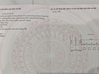 Bán đất tdc hưng đạo dương kinh 94,5m trục đường 7m vỉa hè 2 bên, trung tâm hiếm quỹ đất giá 4