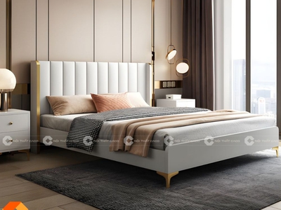 Giường Ngủ Gỗ Công Nghiệp Bọc Đầu Nệm Chân Cao Hiện Đại 2