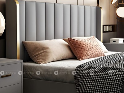 Giường Ngủ Gỗ Công Nghiệp Bọc Đầu Nệm Chân Cao Hiện Đại 0