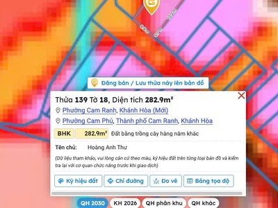 Chính chủ bán đất   hùng vương, cam ranh, khánh hòa 0