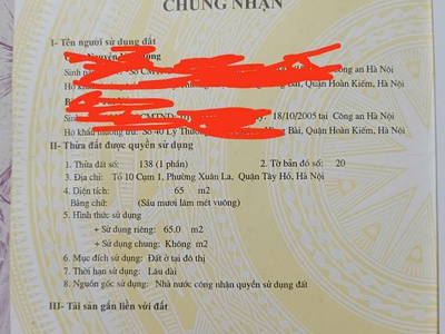 Chính chủ bán nhà riêng 5 tầng tại xuân la , tây hồ  ô tô đỗ cửa 4