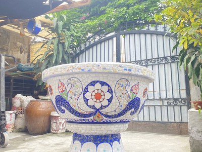 Cơ sở chậu hoa Thế Sơn - chậu hoa dán sành sứ - chậu khảm sành - cẩn miễng 10