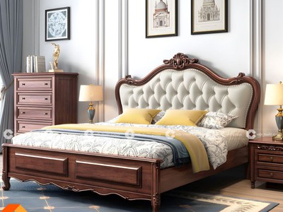 Giường Ngủ Gỗ Sồi Tự Nhiên Phong Cách Cổ Điển 0