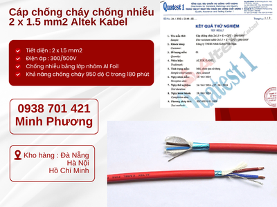 Dây cáp điện chống cháy chống nhiễu 2x1.5mm2 sẵn kho Đà Nẵng, Hà Nội, Hồ Chí Minh 1