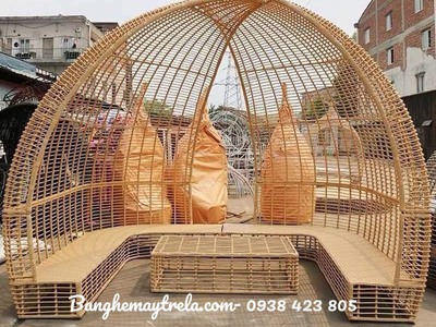 Bàn ghế mây nhựa ngồi ngoài trời 4