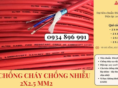 Cáp Chống Cháy Chống Nhiễu 2x2.5 Mm2 Sẵn Đà Nẵng, Hồ Chí Minh, Hà Nội 0
