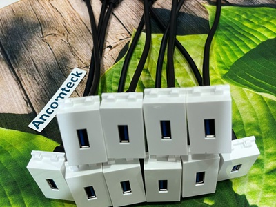 Hạt ổ cắm HDMI 2.0 dài 20cm chính hãng Ancomteck, nhân HDMI âm tường chuẩn thẳng 1