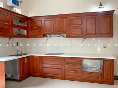 Tủ Bếp Gỗ Xoan Đào Thiết Kế Chữ L Tối Giản Hiện Đại 0