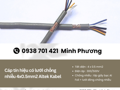 Cáp tín hiệu có lưới chống nhiễu 4x0.5mm2 Altek Kabel chính hãng, giao ngay 2