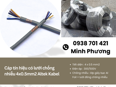 Cáp tín hiệu có lưới chống nhiễu 4x0.5mm2 Altek Kabel chính hãng, giao ngay 0