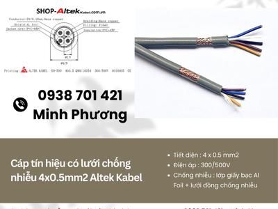 Cáp tín hiệu có lưới chống nhiễu 4x0.5mm2 Altek Kabel chính hãng, giao ngay 1